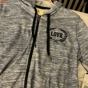 I|A Icon Apparel New York Blue White Love Zip Up Hoodie, Size L